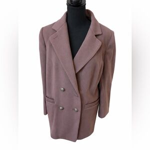 Talbots 100% Wool Brown Double Breasted Blazer Coat Womens Vintage Classic